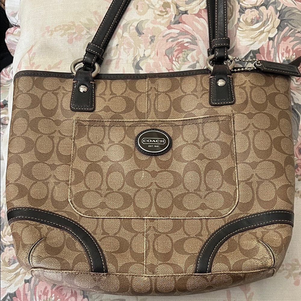 Coach Brown Signature Tote purse bag great condition. Numbered